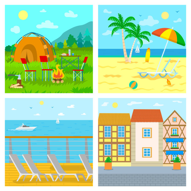 去海边、山上、露营和咖啡馆图片下载