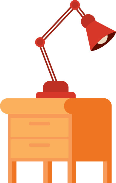 木质抽屉与灯在白色背景图片下载