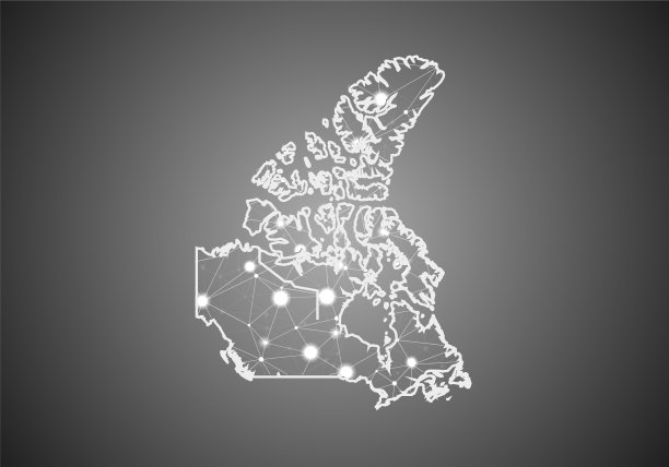 线框网格多边形加拿大地图抽象图片下载