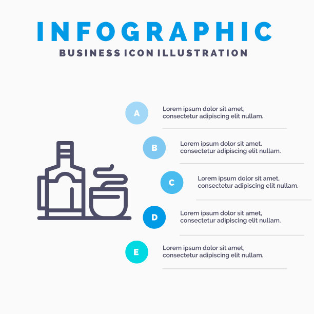 茶杯热酒店蓝色信息图模板5图片下载