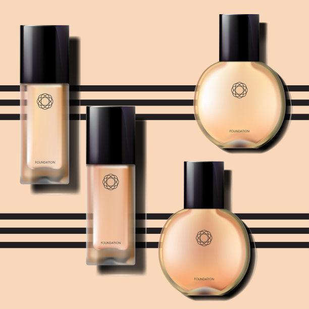 向量粉底玻璃瓶与光滑的黑色盖图片下载