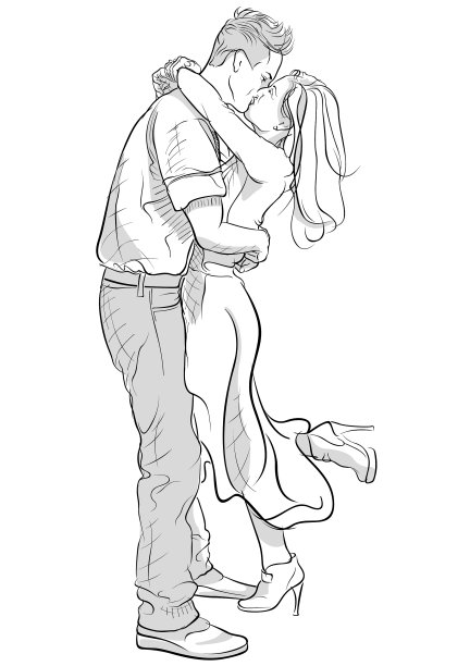 浪漫的接吻和拥抱的情侣图片下载