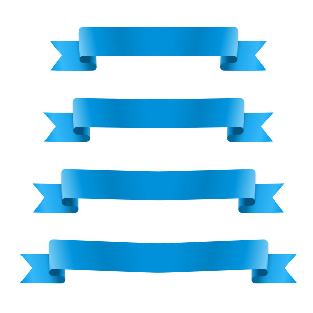 蓝色逼真的丝带横幅图片下载