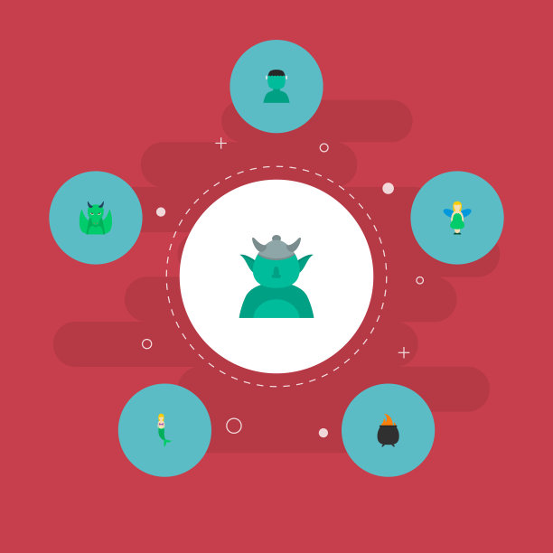 一套卡通图标与扁平样式的符号图片下载