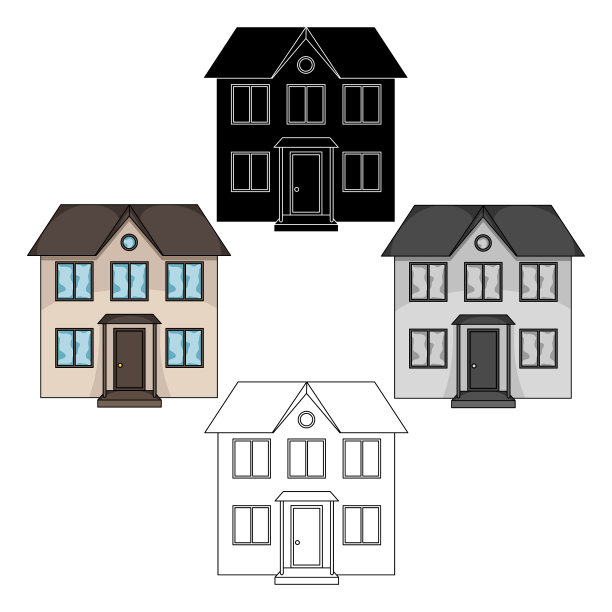 私人村舍地产商单一图标在卡通图片下载