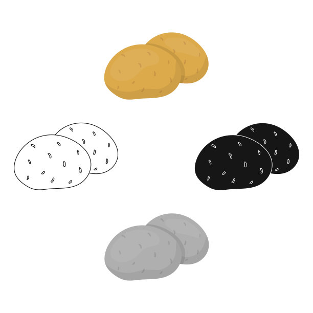 土豆图标卡通黑色烧焦蔬菜图标图片下载