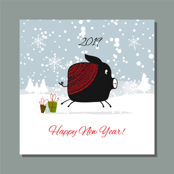 圣诞贺卡中圣诞猪的象征图片下载