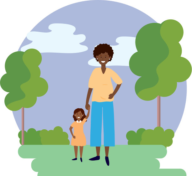 孕妇与儿童圆形图标图片下载