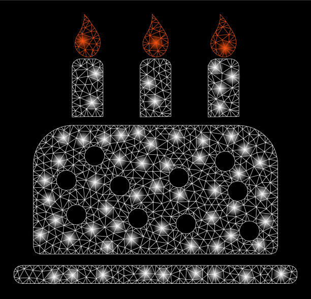 明亮的网状网络生日蛋糕与耀斑图片下载