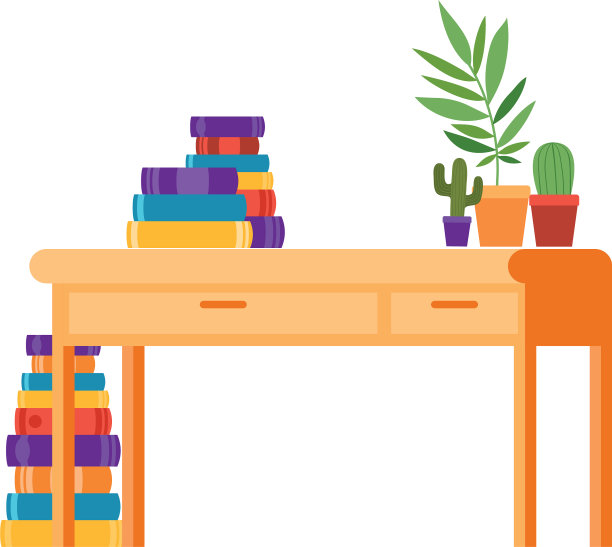 白色背景上有书的书桌图片下载