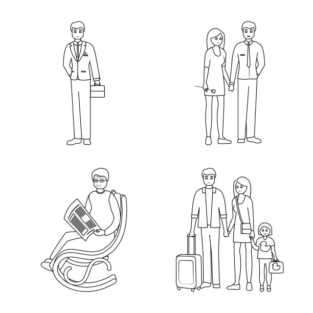 孤立对象幸福和字符标志集图片下载