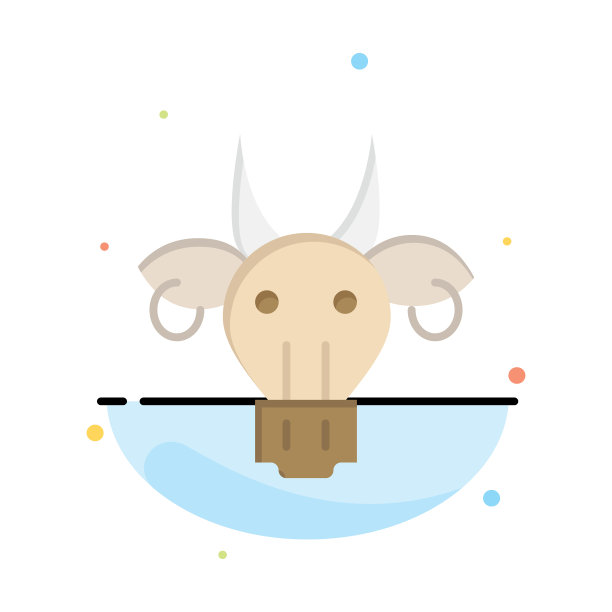 装饰动物公牛印第安人的头骨抽象扁平图片下载