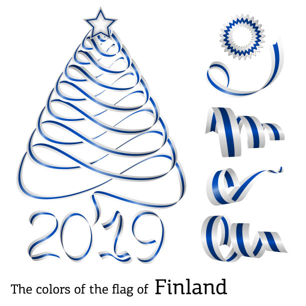 丝带圣诞树的颜色芬兰图片下载
