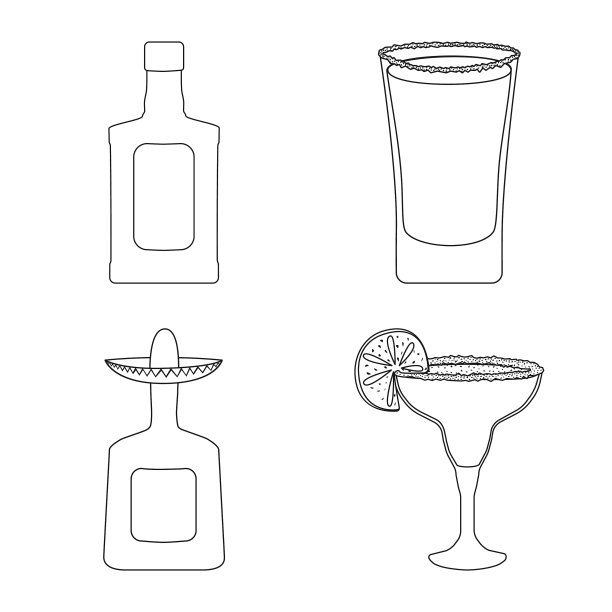 墨西哥龙舌兰酒标志组合图片下载