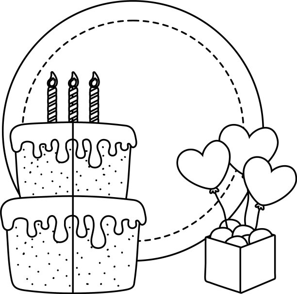 圆框和生日聚会元素黑色和图片下载