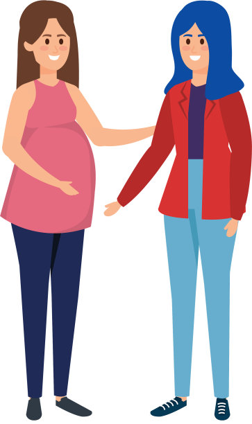 年轻的怀孕妇女和朋友图片下载