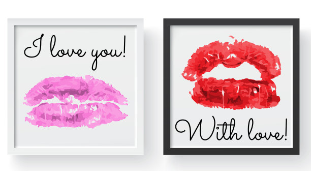 口红的吻印女性性感的红唇性感图片下载