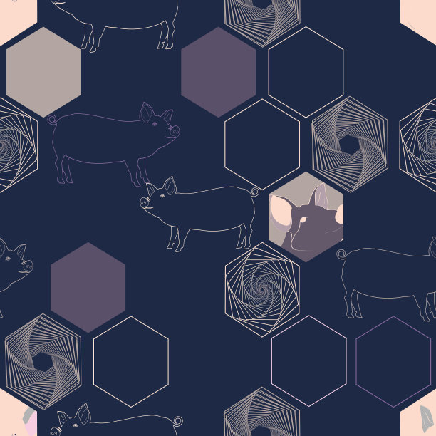 猪用六角形组合图片下载