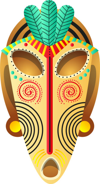 抽象的仪式木面具与螺旋元素图片下载