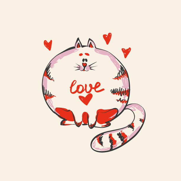 有趣可爱的圆猫与字爱在肚子上图片下载