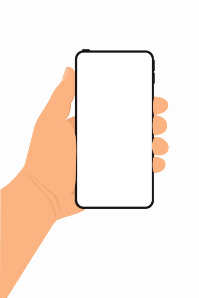 手里拿着一个空白的白屏智能手机。图片下载