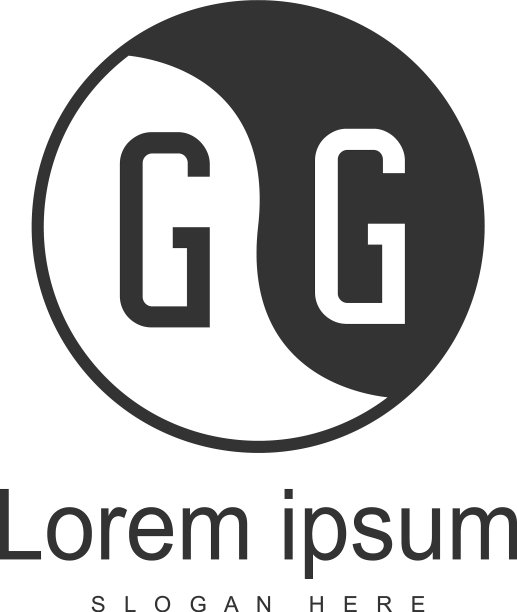带有现代框架的GG首字母标志模板图片下载