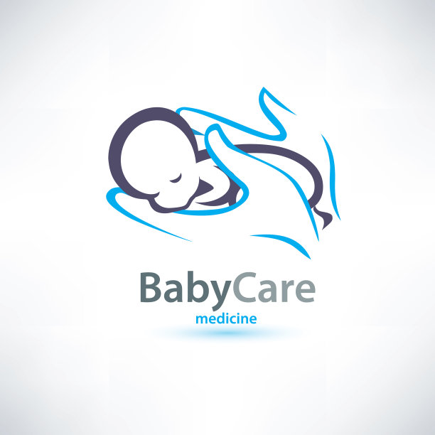 婴儿睡在手婴儿护理程式化符号图片下载