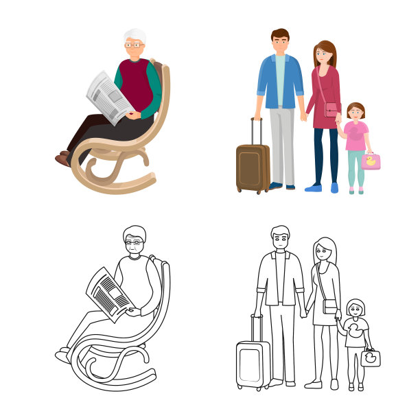 孤立的对象人物和头像图标集图片下载