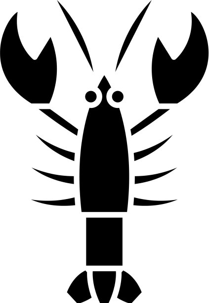 小龙虾黑色图标标志孤立图片下载