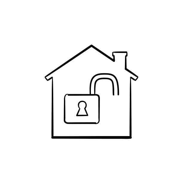 已解锁的房屋手绘轮廓涂鸦图标图片下载