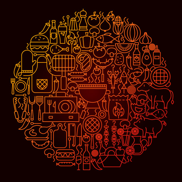 烧烤线图标圆概念图片下载