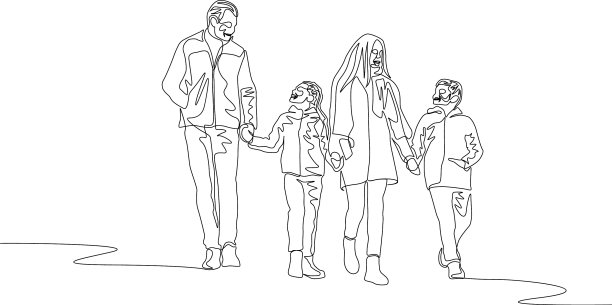 连绵一线幸福一家人一起走图片下载