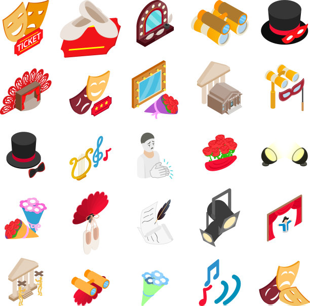 剧场图标设置等距风格图片下载