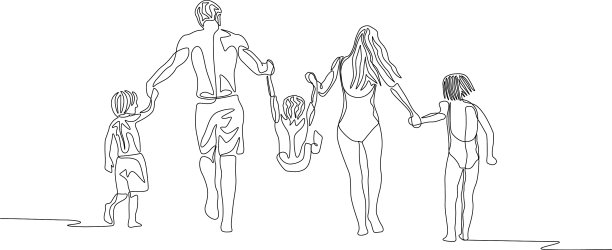 一行画着幸福的牵手散步图片下载