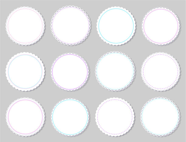 有各种边缘的圆形餐巾孤立在灰色上图片下载