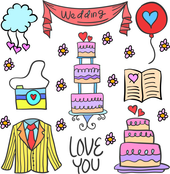 物体涂鸦婚礼派对图片下载