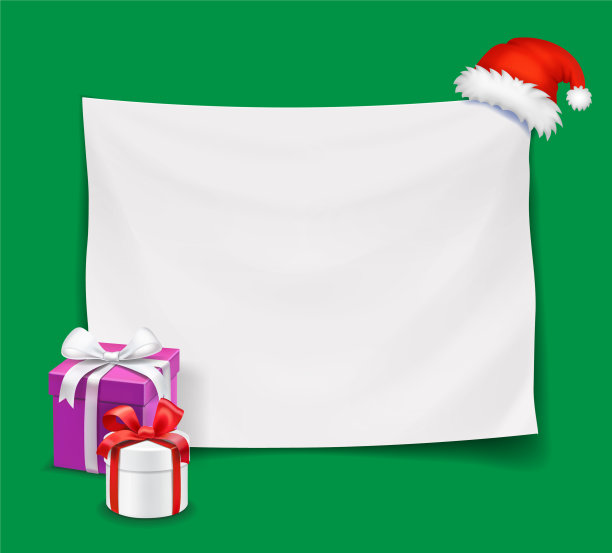带圣诞帽的空白圣诞横幅图片下载