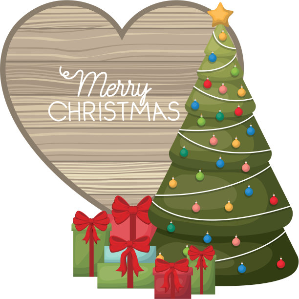 圣诞树与礼物孤立的图标图片下载