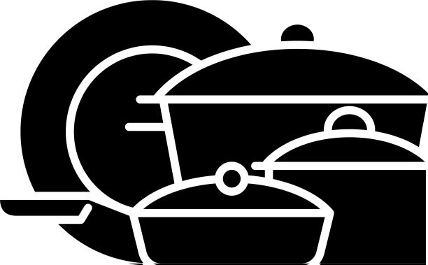 炊具黑色图标标识隔离图片下载