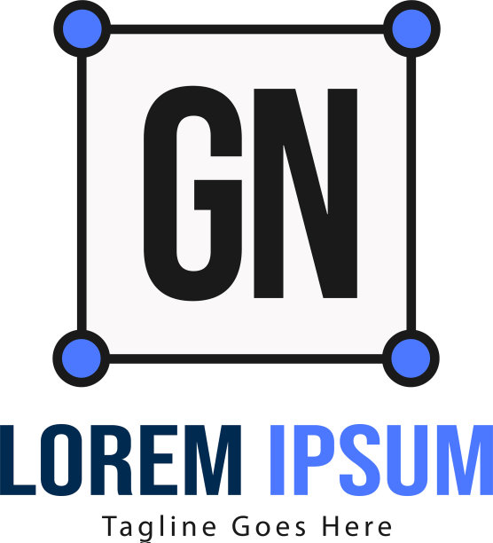 带有现代框架的GN字母Logo模板图片下载