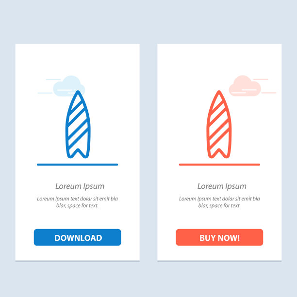 休闲运动冲浪板冲浪蓝色和红色图片下载