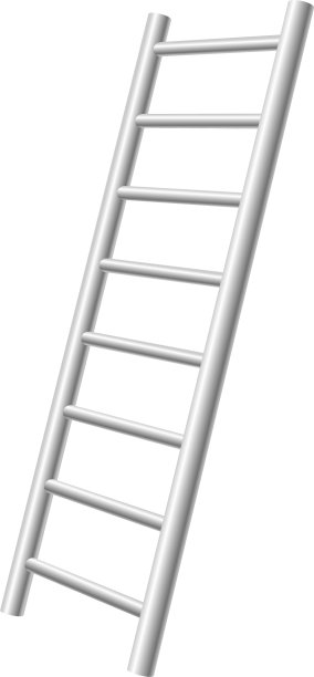 真实的金属楼梯在一个白色的背景图片下载