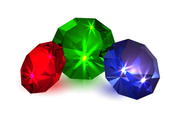 宝石彩色钻石在白色的背景图片下载