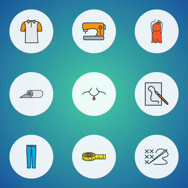 时尚图标彩色线设置与十字图片下载