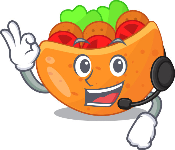 带着耳机的皮塔饼，里面是蔬菜图片下载