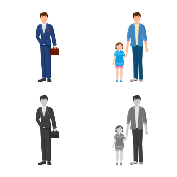 设计人物和化身标志套装图片下载