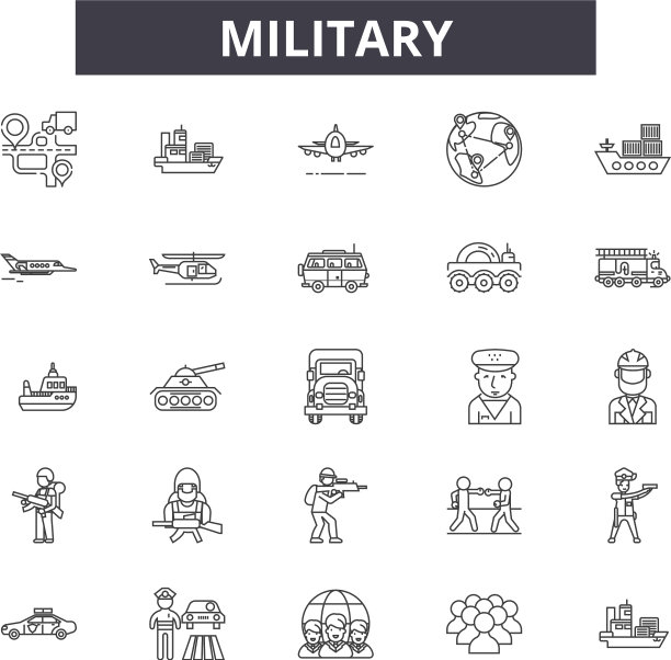 军事线图标标志设置轮廓图片下载
