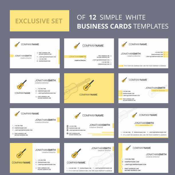 一套12吉他创意名片模板图片下载