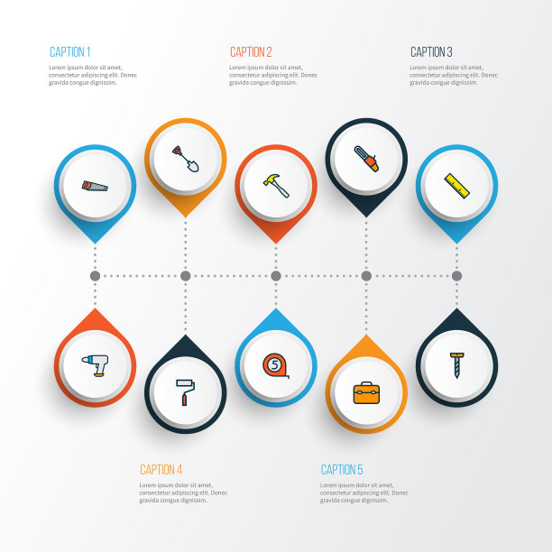 手动工具图标彩色线设置与锯辊图片下载