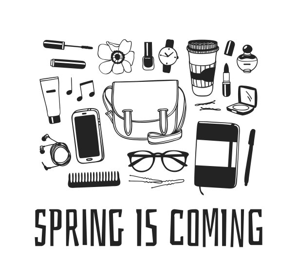 手绘春天时装和报价春天图片下载